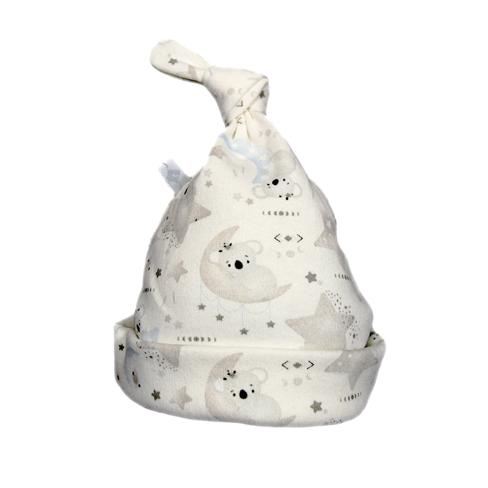 1001710 - Gorro con nudo en "Interlock Motivos Surtidos".
